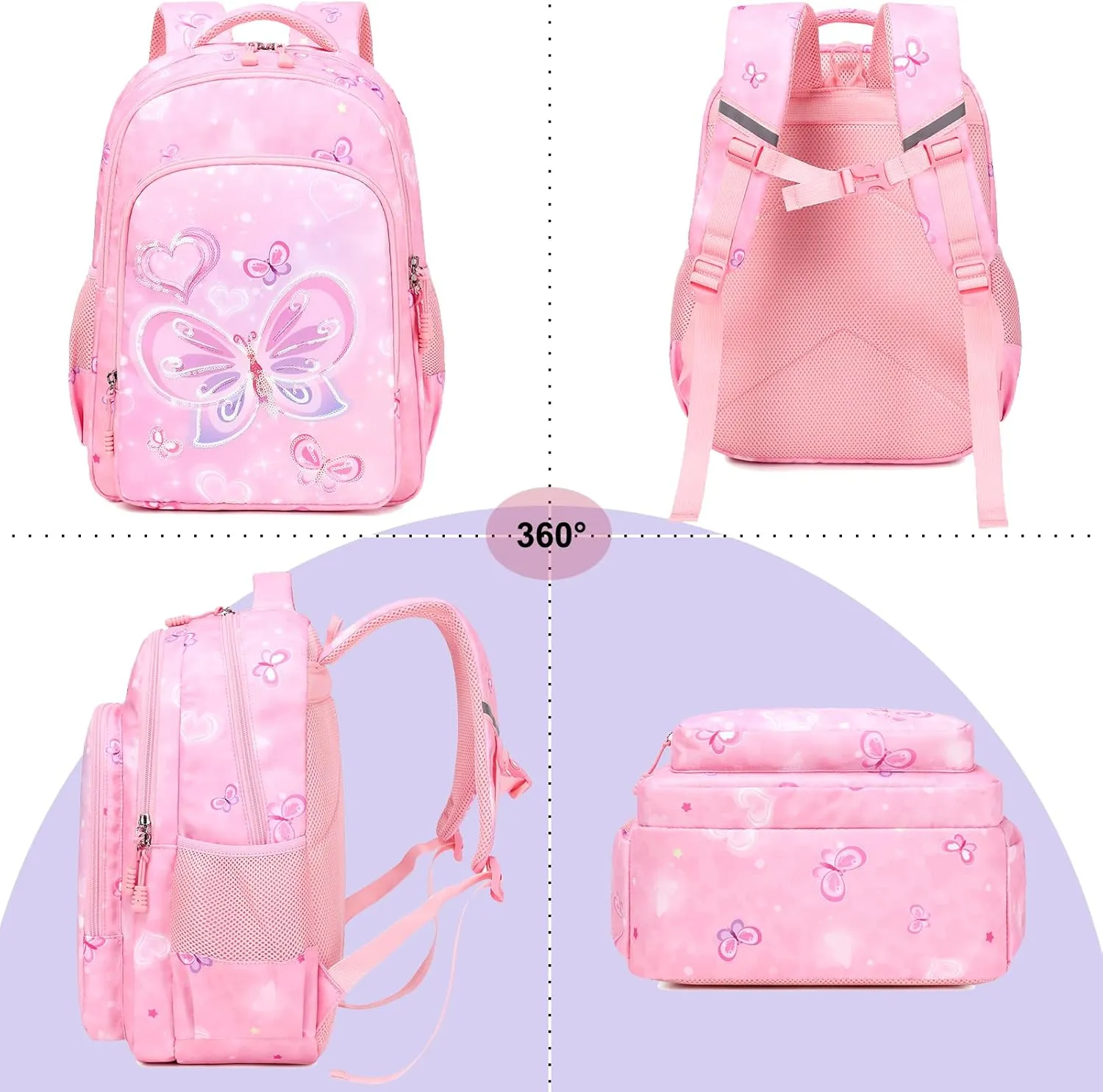 Girls Backpack for Elementary Unicorn Backpack Kids Backpack School Bookbag for Girls 3 in 1 Set Back to School
