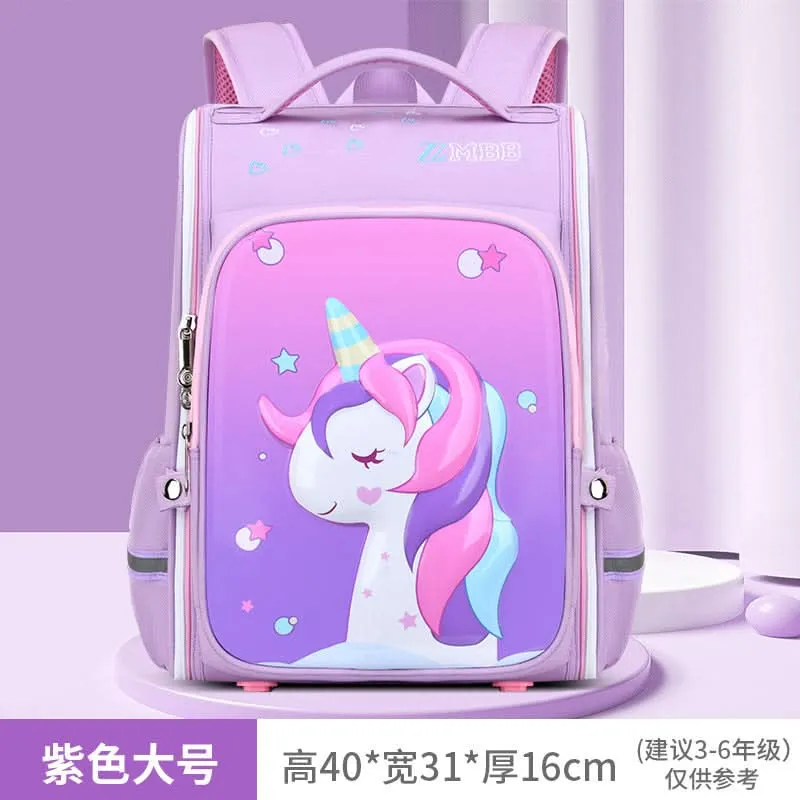 Girls’ School Backpack – Cute Astronaut & Unicorn Design School Bag