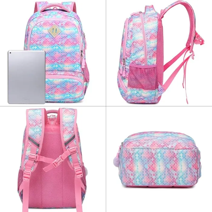 Glitter Rainbow Mermaid Scale School Bag Set