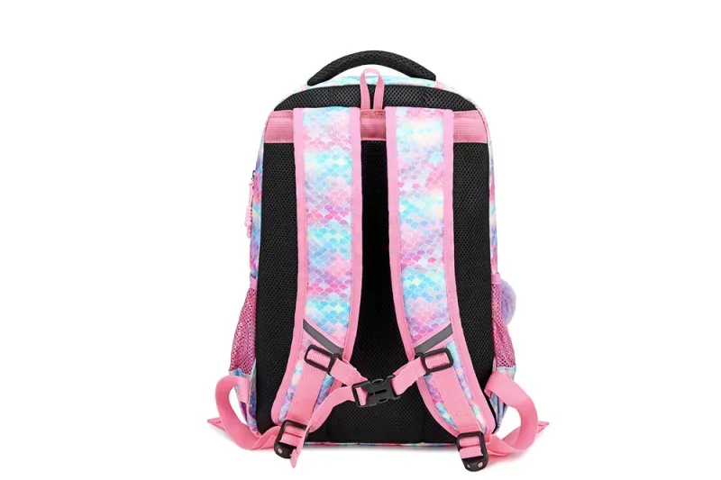 Glitter Rainbow Mermaid Scale School Bag Set