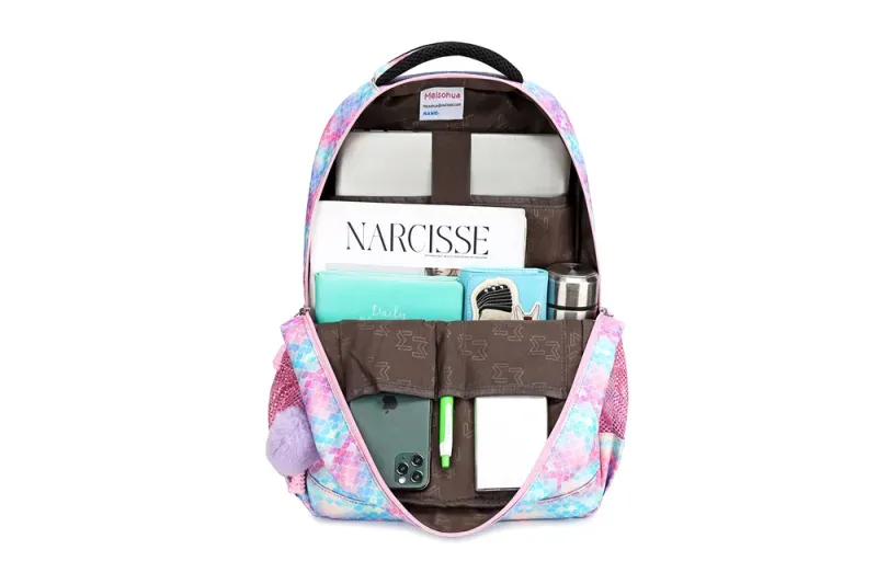 Glitter Rainbow Mermaid Scale School Bag Set