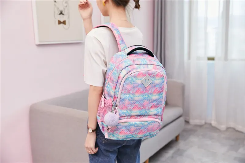 Glitter Rainbow Mermaid Scale School Bag Set