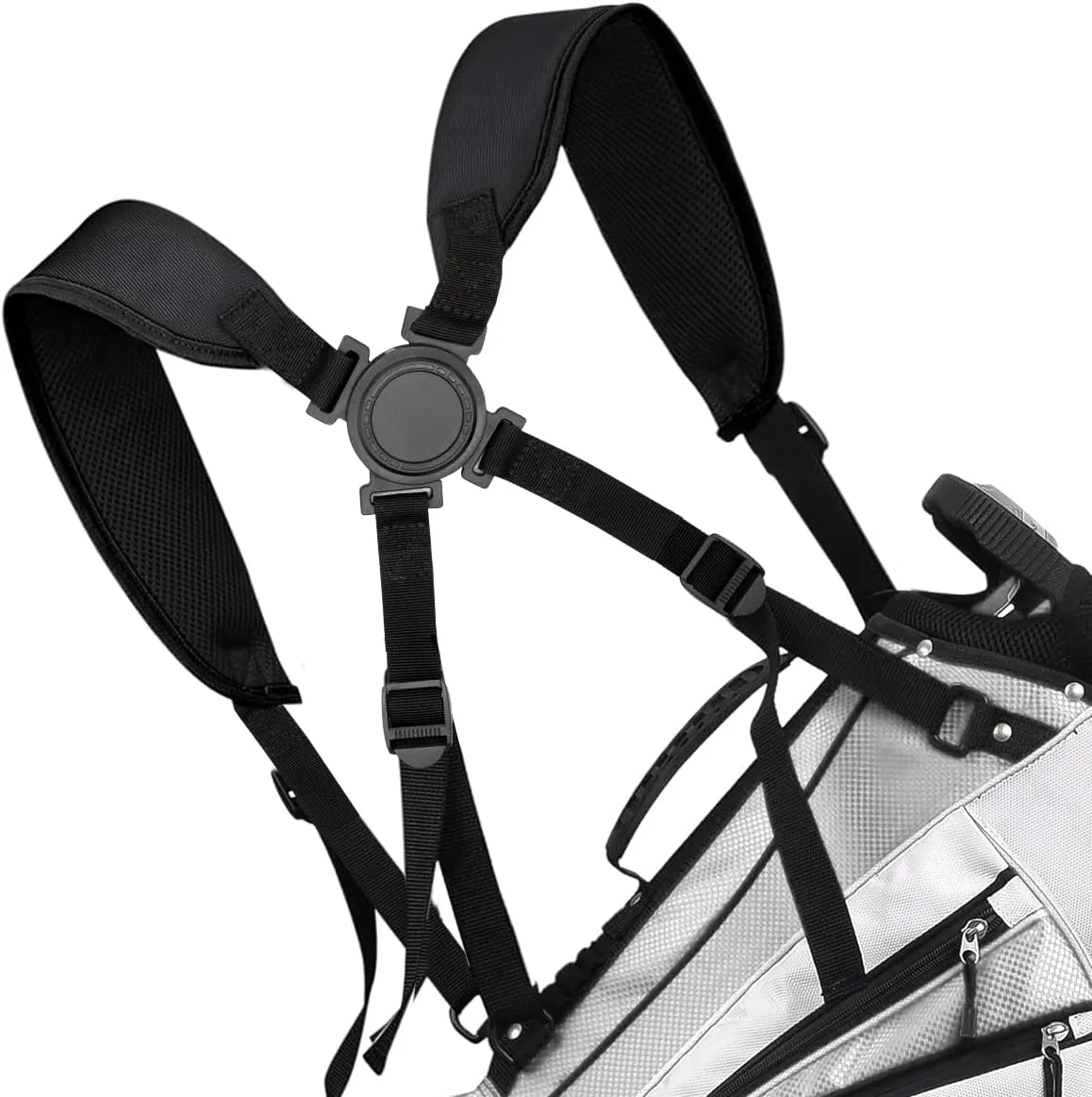 Golf Bag Strap Replacement Bags Straps Double Shoulder 4 Point Golf Bag Strap Black Thick Backpack Strap for Golf Bags (Black 1)