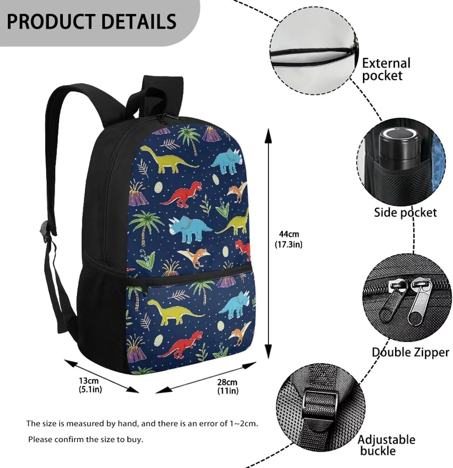 Gomyblomy Cartoon Dinosaur Backpack for Boys 6-8 Cute Elementary Kindergarten School Bag for Kids Boys Bookbag Large Capacity 17 Inch Book Bag for Primary Kids
