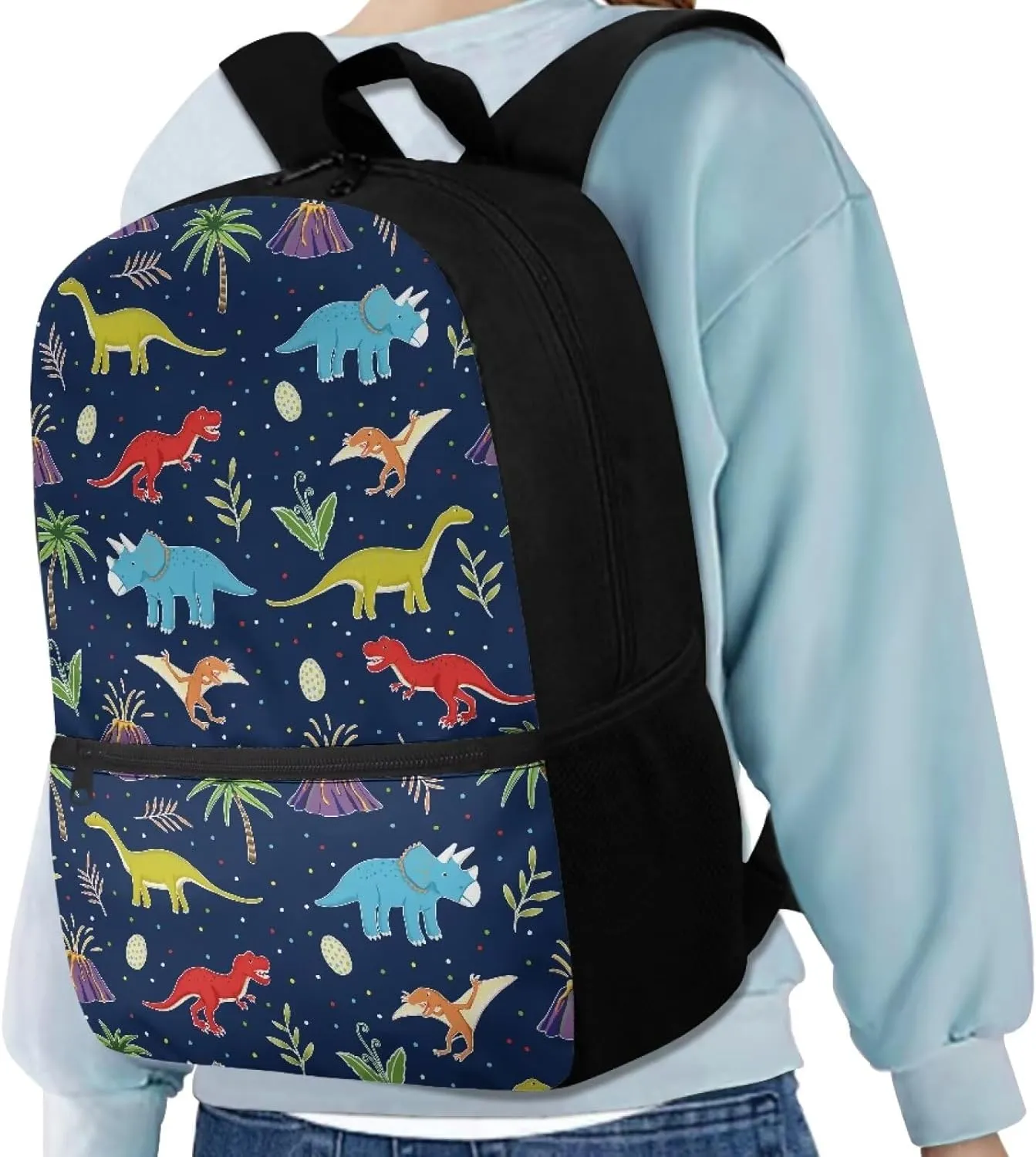 Gomyblomy Cartoon Dinosaur Backpack for Boys 6-8 Cute Elementary Kindergarten School Bag for Kids Boys Bookbag Large Capacity 17 Inch Book Bag for Primary Kids