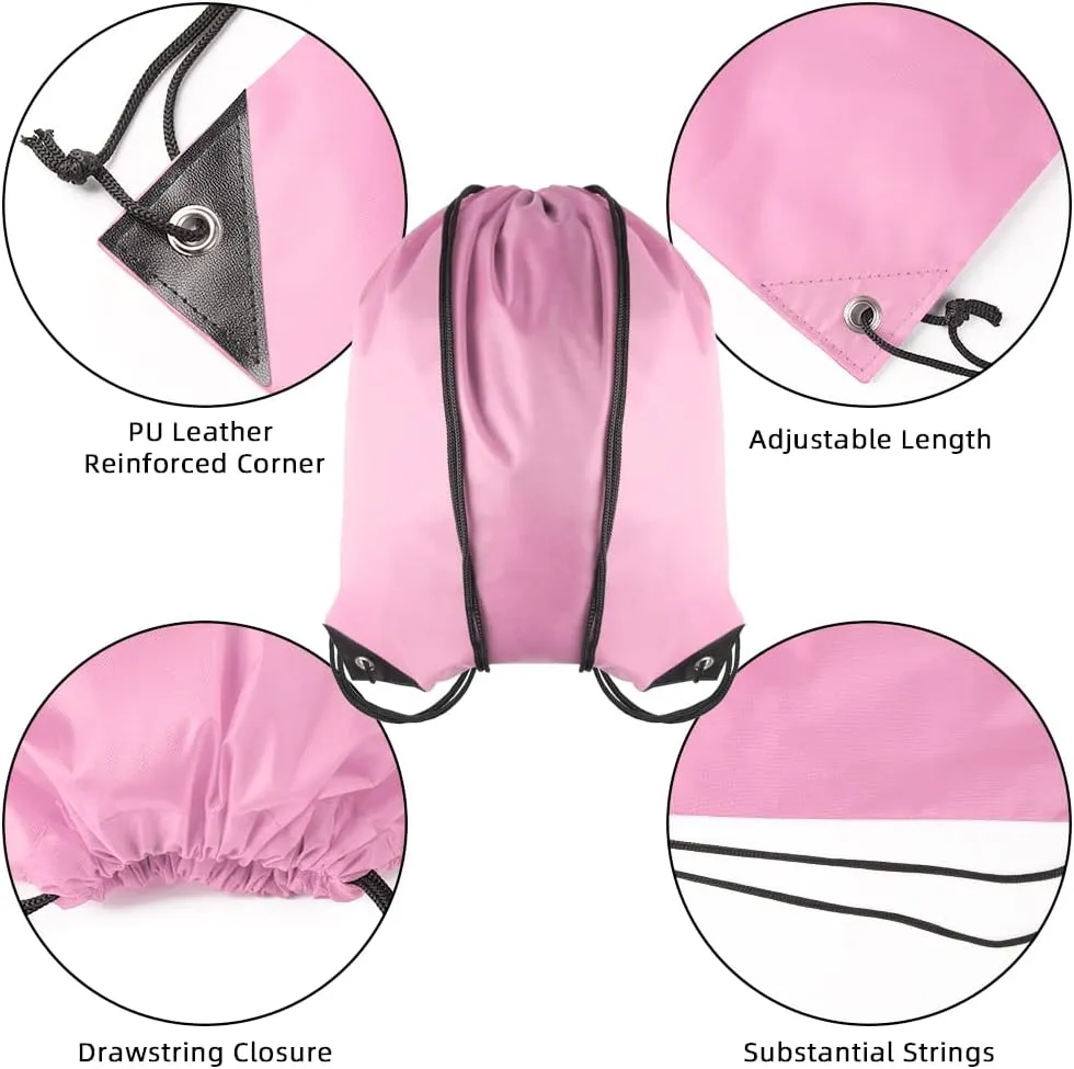 GoodtoU Drawstring Bags Bulk 48 Pcs Drawstring Backpack Gym Drawstring Bags Pink String Backpack for Women