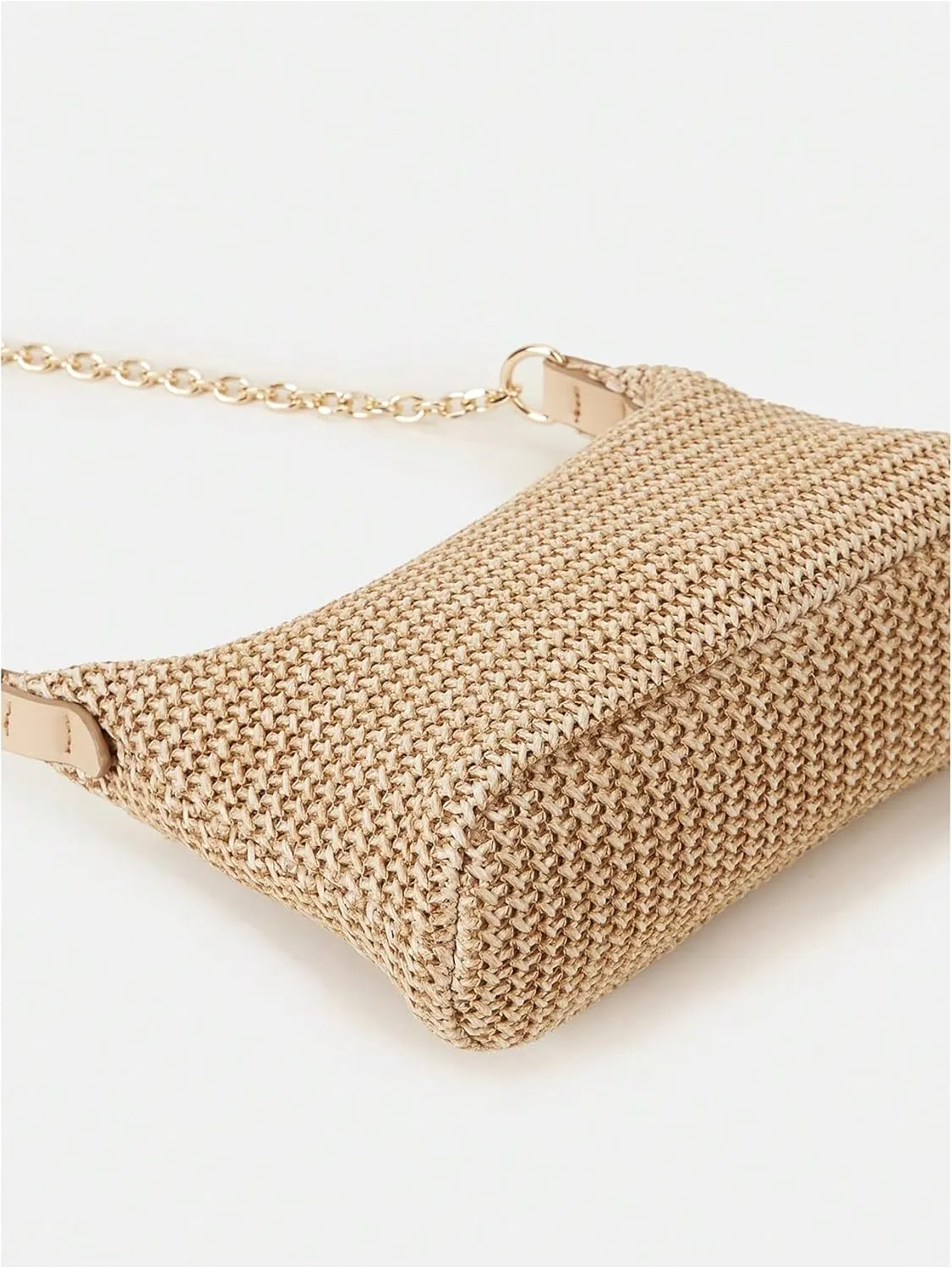 GORGLITTER Women's Straw Shoulder Bag Small Beach Tote Bag with Zipper Cute Summer Woven Crossbody Bags