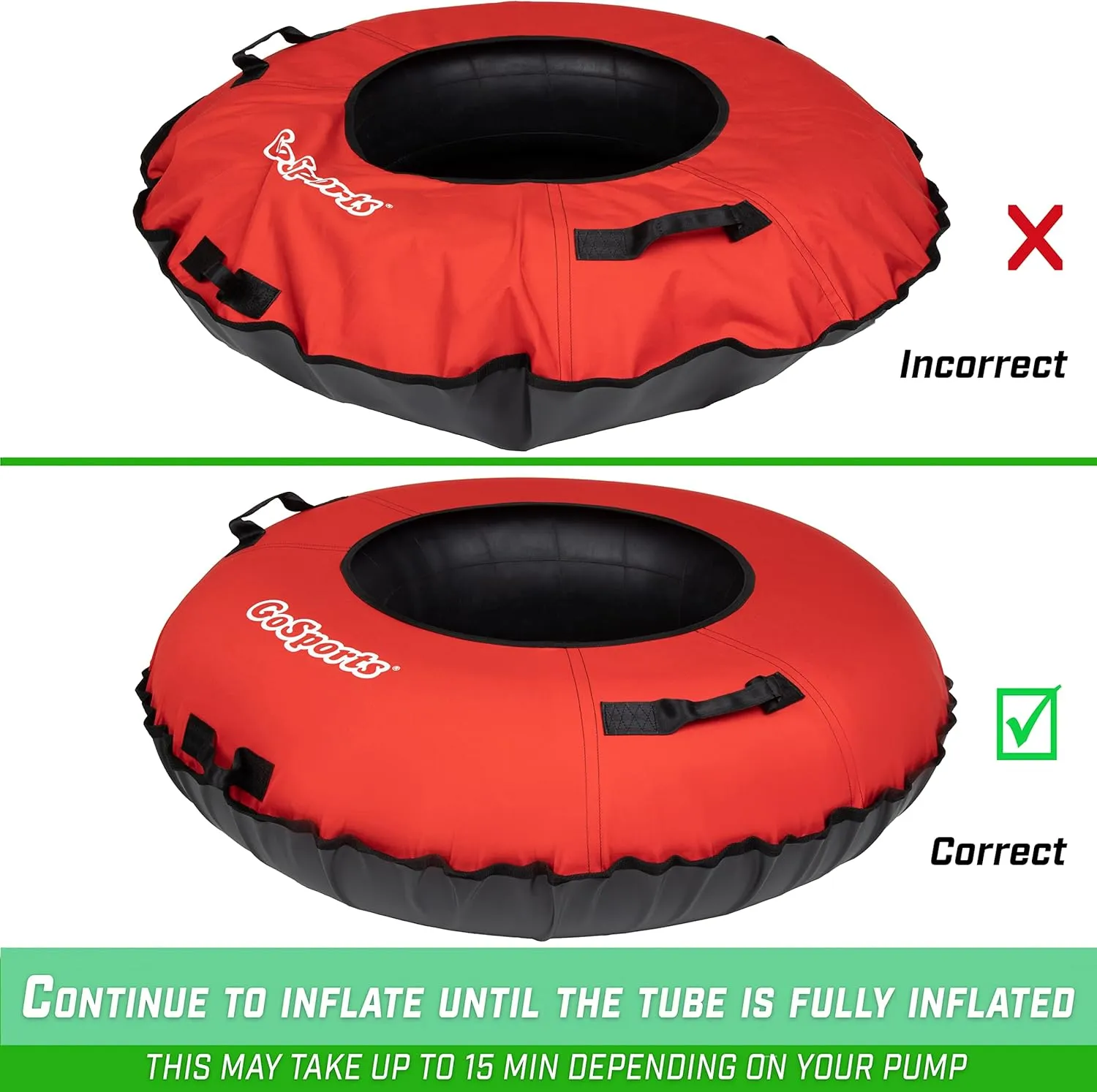 GoSports 44 Inch Heavy-Duty Winter Snow Tube with Premium Canvas Cover - Choose Your Style - Commercial Grade Sled