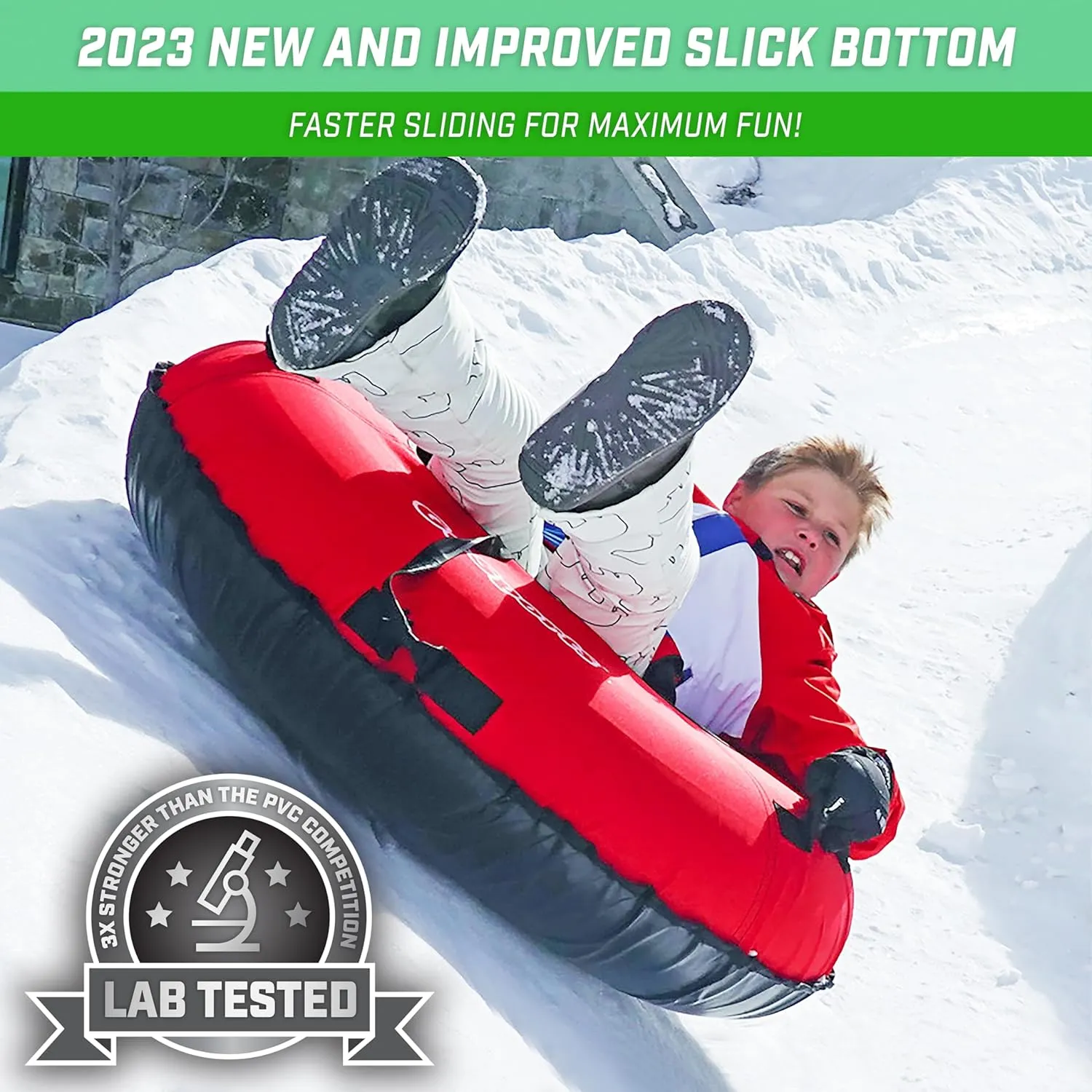 GoSports 44 Inch Heavy-Duty Winter Snow Tube with Premium Canvas Cover - Choose Your Style - Commercial Grade Sled