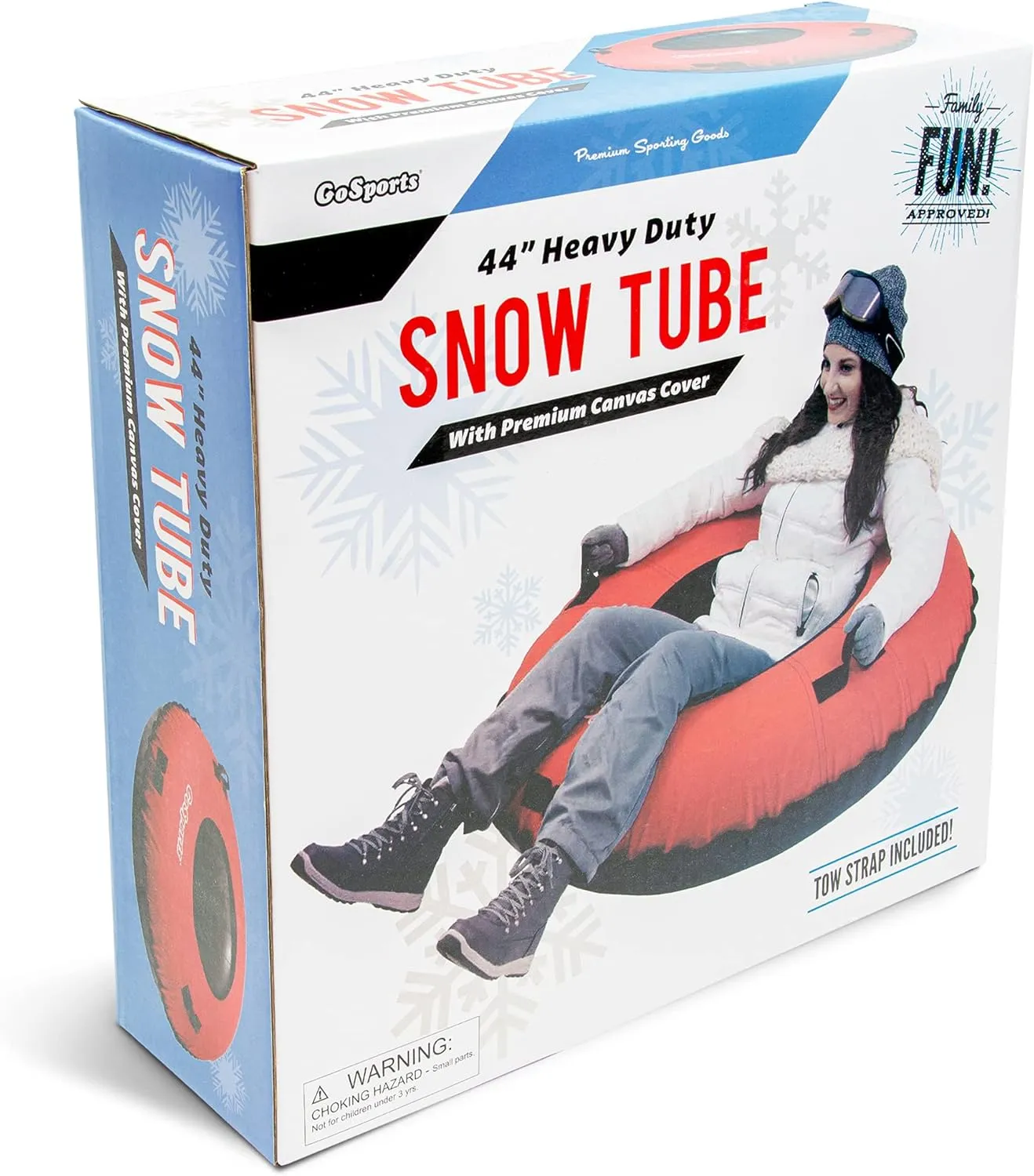 GoSports 44 Inch Heavy-Duty Winter Snow Tube with Premium Canvas Cover - Choose Your Style - Commercial Grade Sled