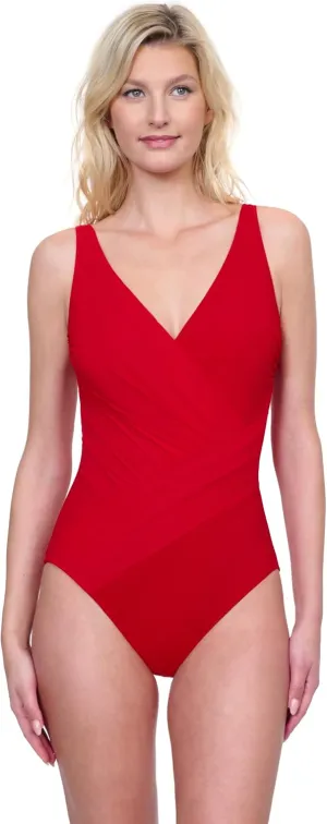 Gottex Lattice V-Neck Surplice Women’s One-Piece Bathing Suit with Soft Cups Tummy Control and Adjustable Straps Swimwear