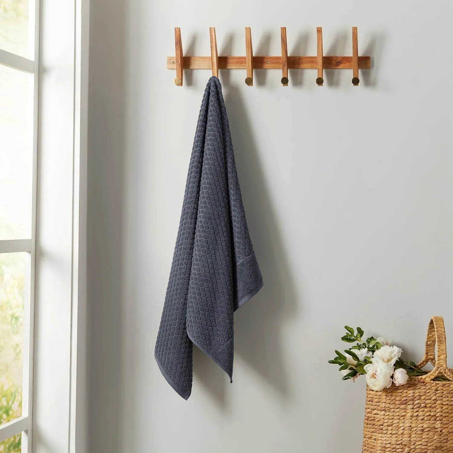 Great Bay Home Navy Bath Towels - 100% Cotton 4 Pack 54x27 Bath Towel Set - Absorbent, Durable, Quick-Dry Towels for Bathroom (Stone Blue)