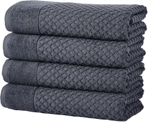 Great Bay Home Navy Bath Towels - 100% Cotton 4 Pack 54x27 Bath Towel Set - Absorbent, Durable, Quick-Dry Towels for Bathroom (Stone Blue)