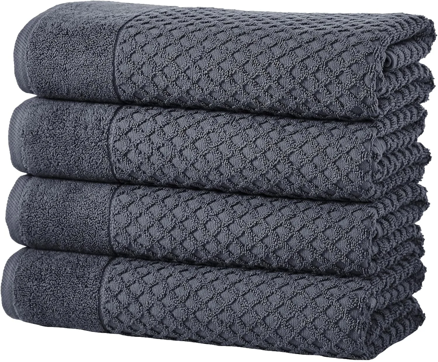 Great Bay Home Navy Bath Towels - 100% Cotton 4 Pack 54x27 Bath Towel Set - Absorbent, Durable, Quick-Dry Towels for Bathroom (Stone Blue)