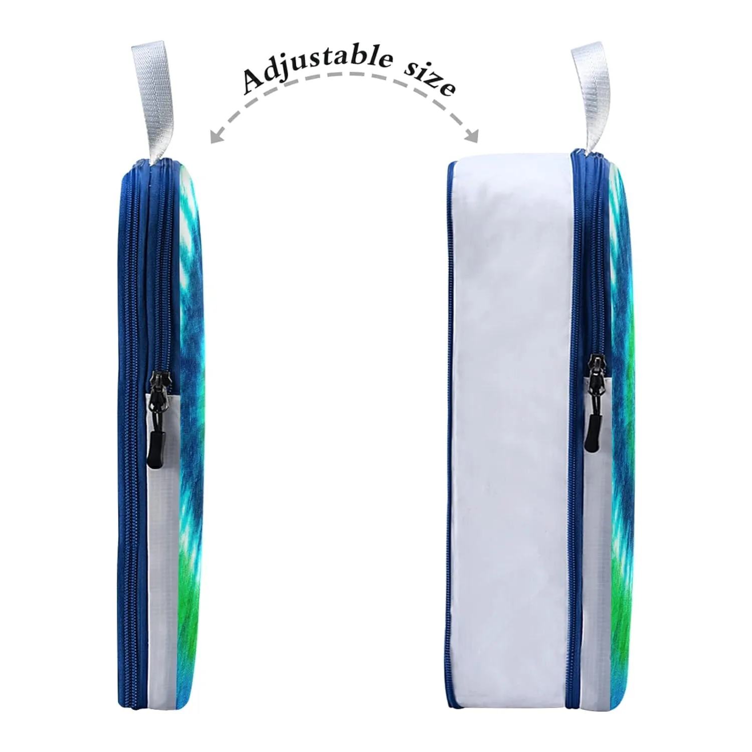 Green Blue White Spiral Tie Dye Abstract Hippie Pattern 3 Piece set Cubes Expandable Adjustable Luggage Packing Bags, Ultralight Organizer Accessories Travel Suitcase Compressible Bags