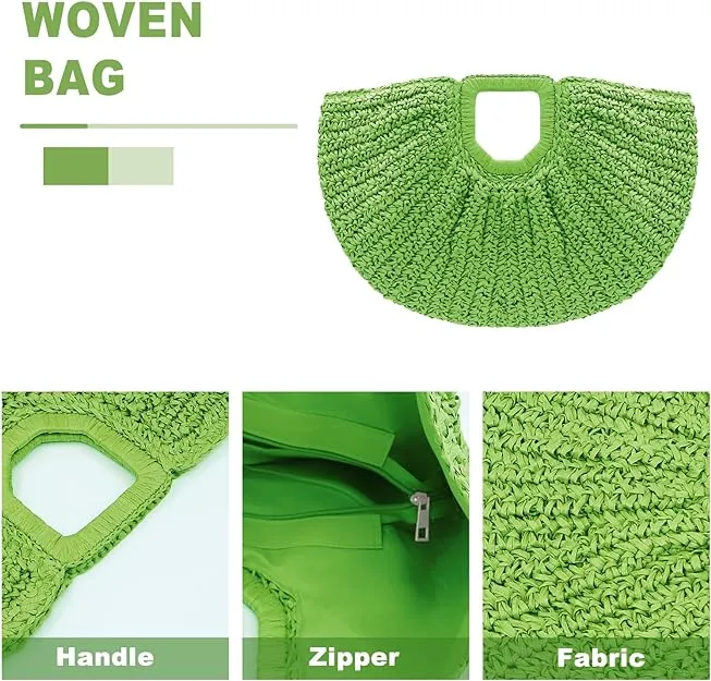 Green Straw Woven Summer Bag