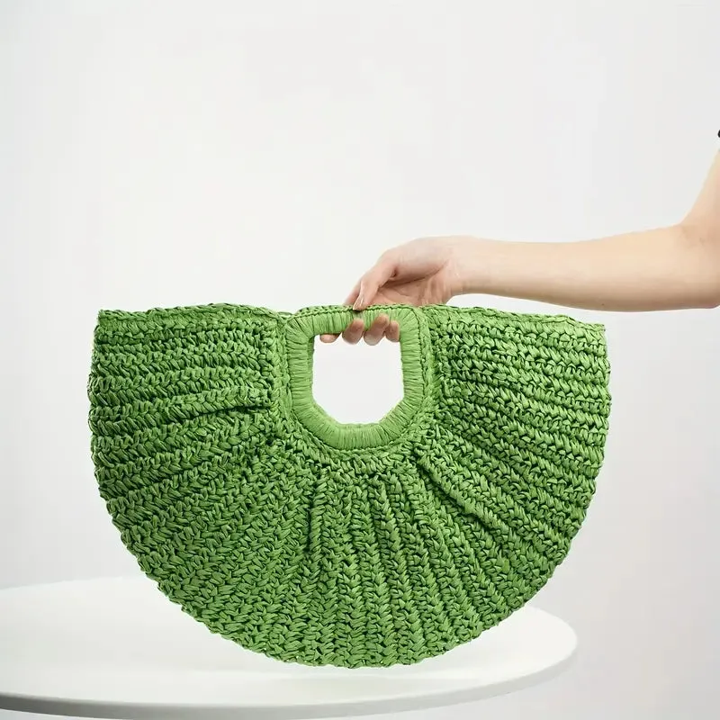 Green Straw Woven Summer Bag