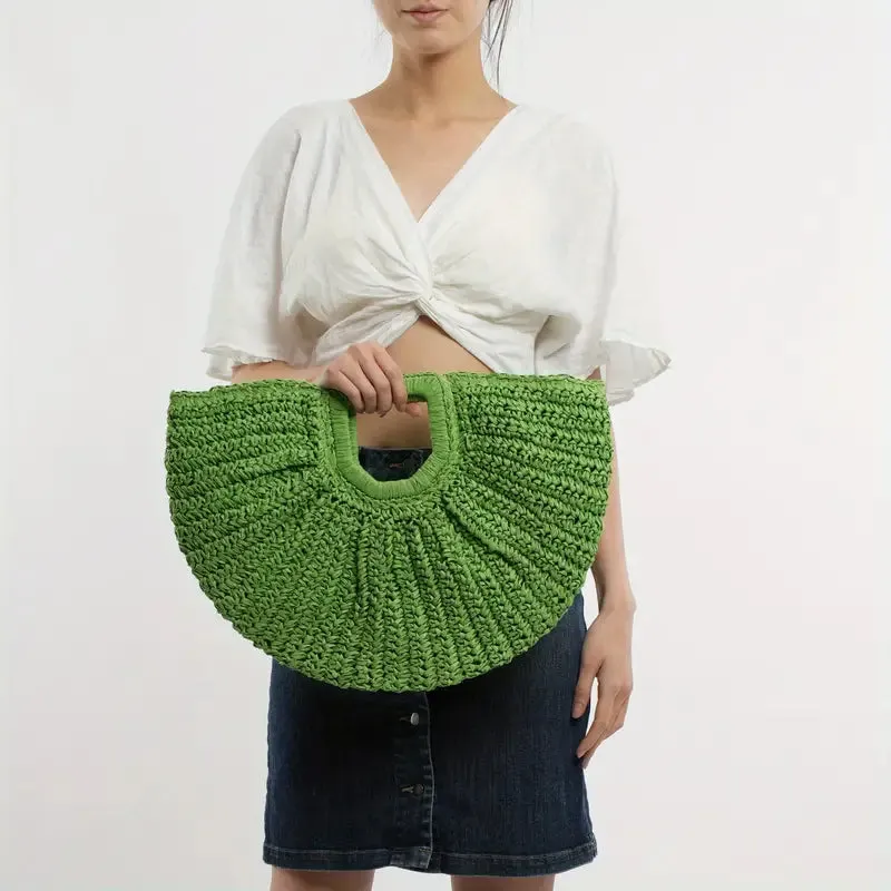 Green Straw Woven Summer Bag