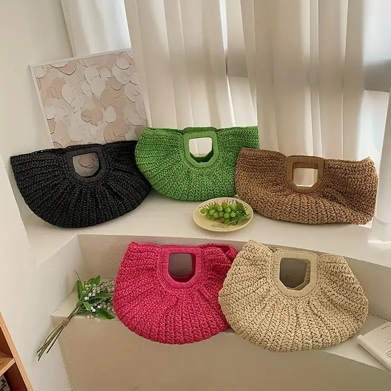 Green Straw Woven Summer Bag