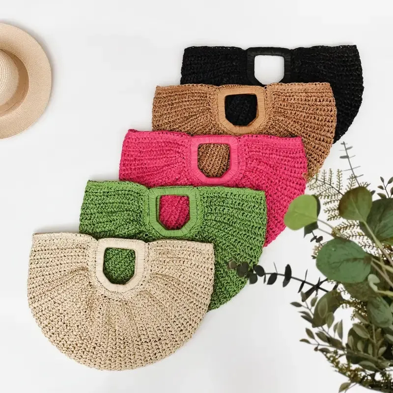 Green Straw Woven Summer Bag