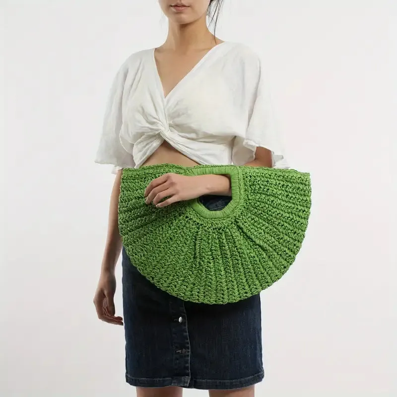 Green Straw Woven Summer Bag