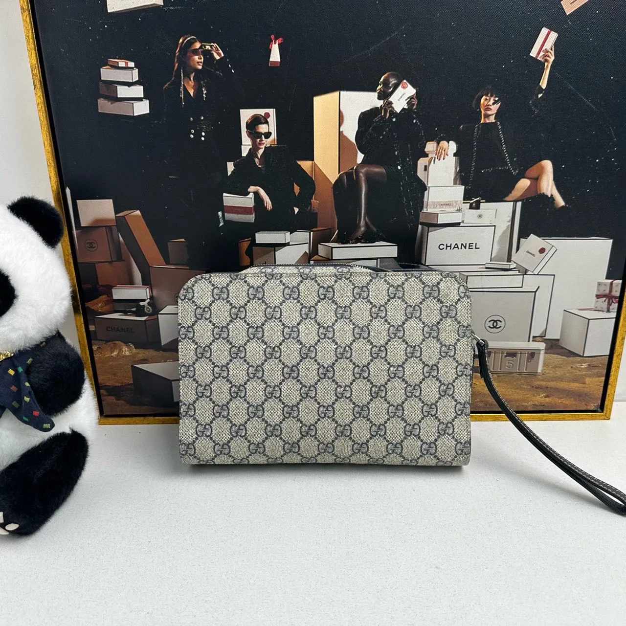 Gucci GG Monogram Beige Canvas Clutch Clutches