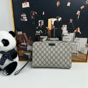 Gucci GG Monogram Beige Canvas Clutch Clutches