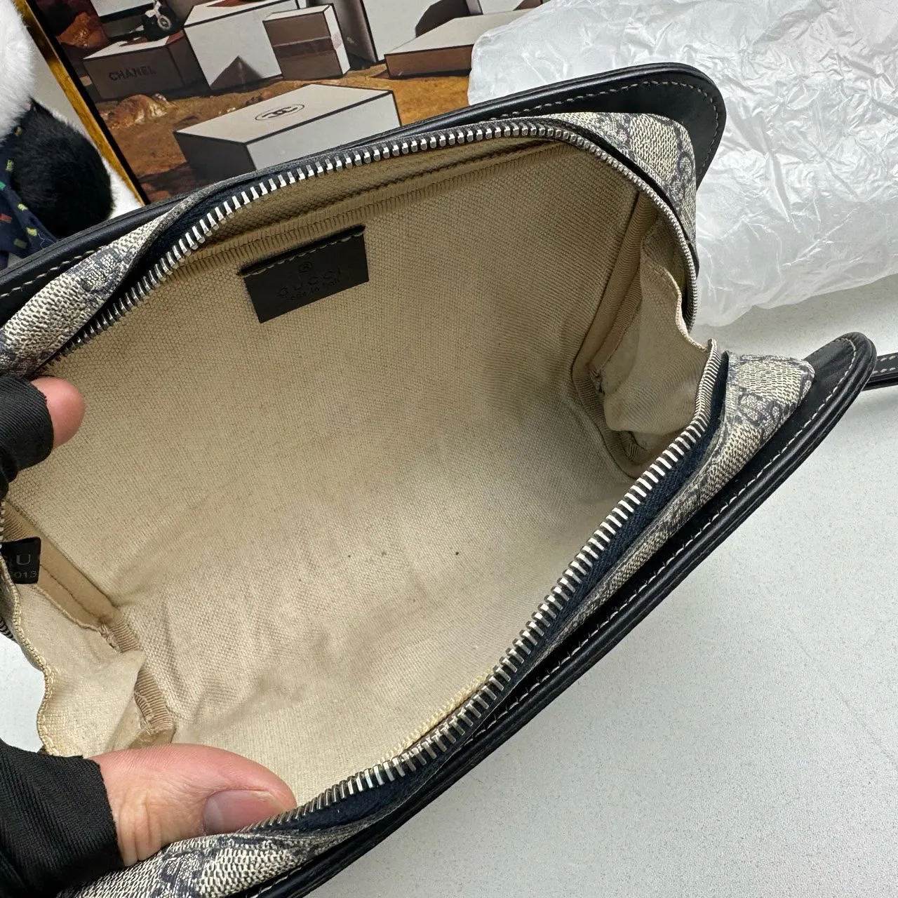 Gucci GG Monogram Beige Canvas Clutch Clutches
