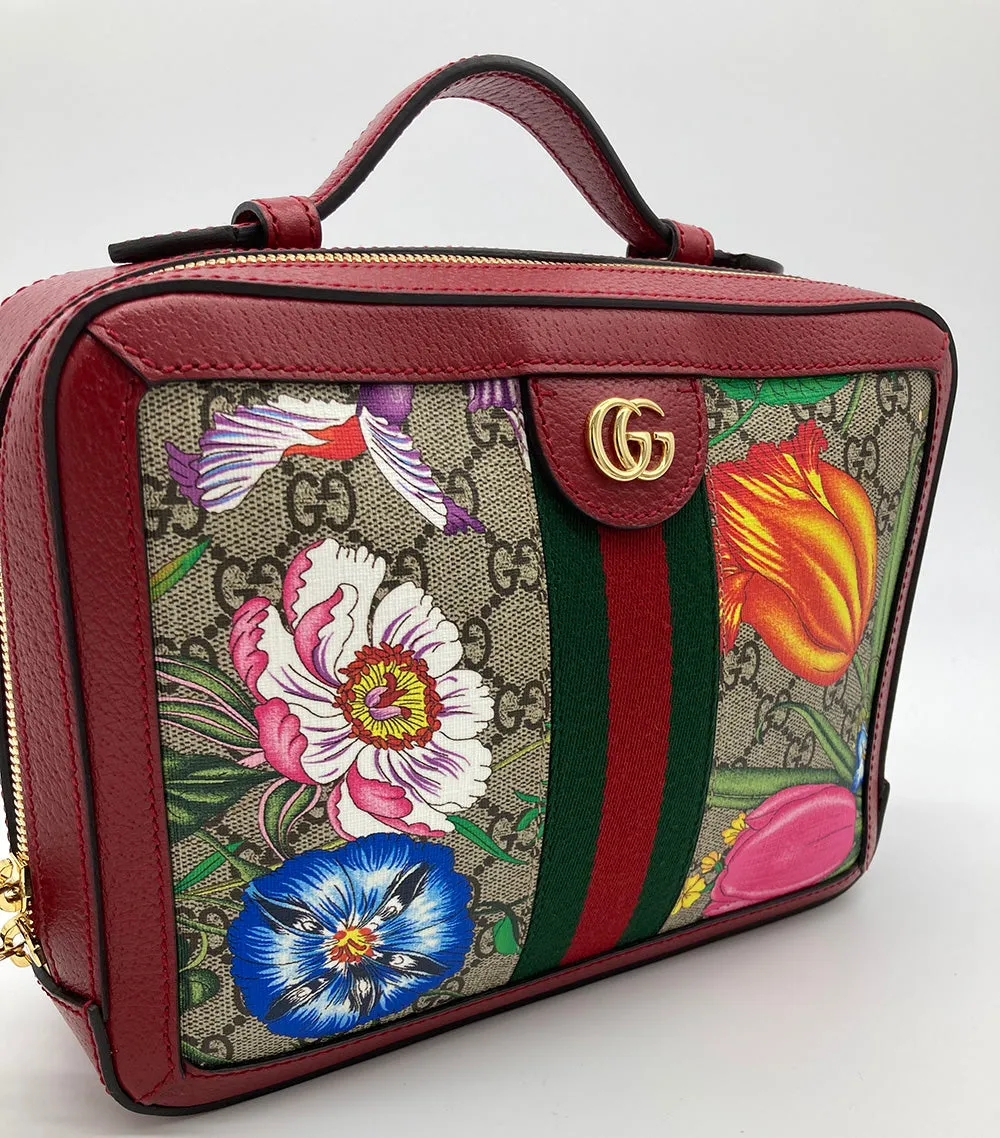 Gucci Ophidia GG Supreme Flora Small Zip Around Camera Bag-NEW