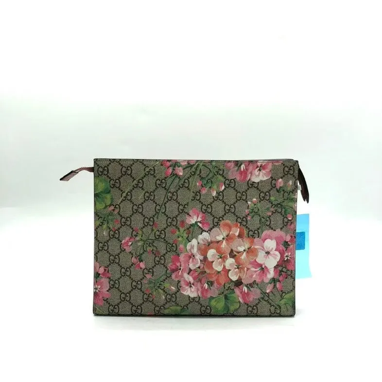 Gucci Preloved Flora Clutch Beige Brown Clutch