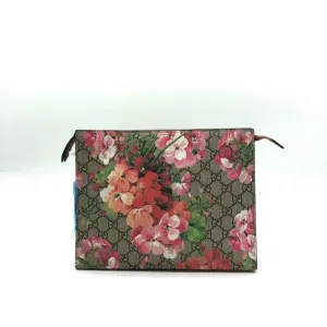 Gucci Preloved Flora Clutch Beige Brown Clutch