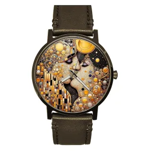 Gustav Klimt Reinterpreted, Contemporary Version of The Kiss Solid Brass Watch