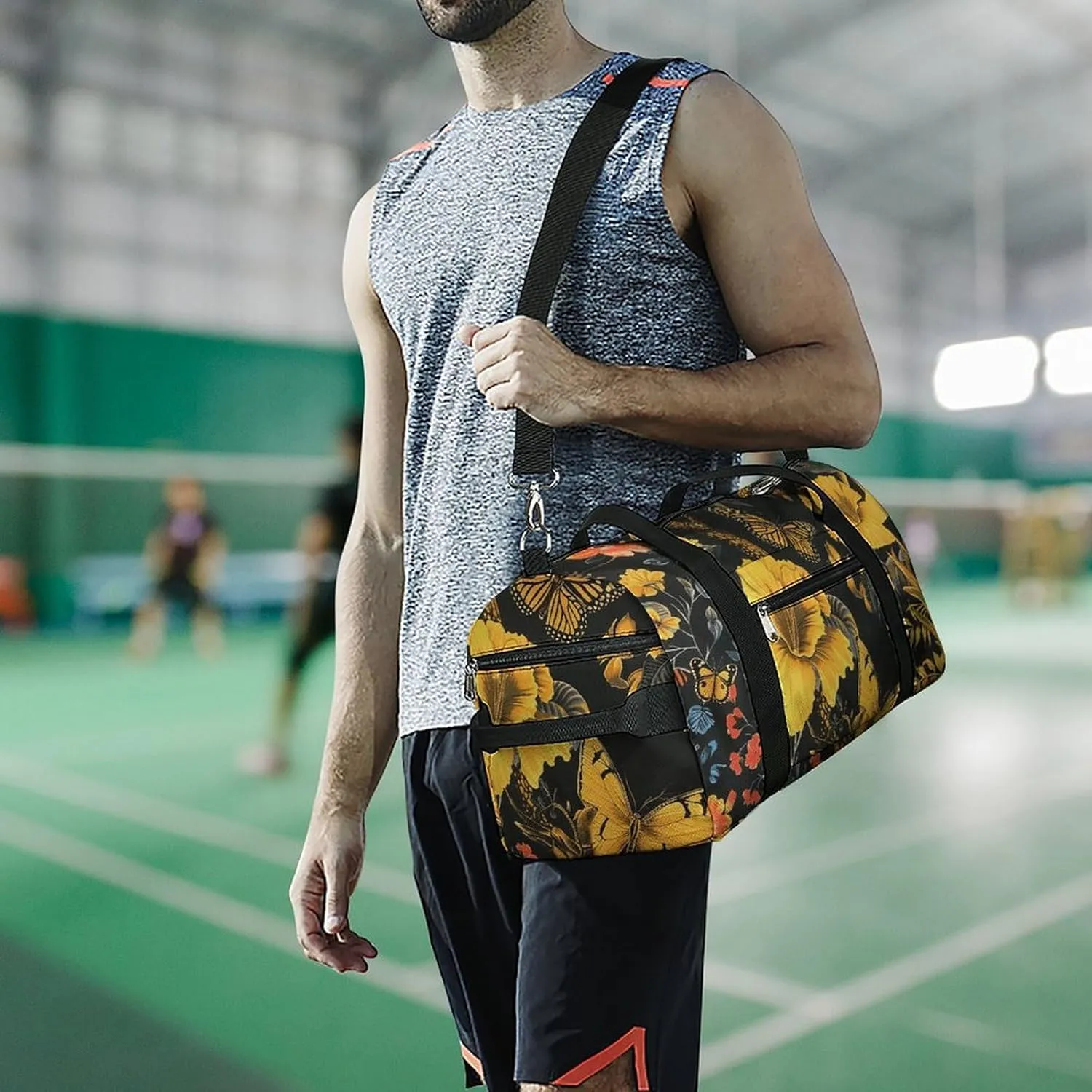 Gym Bag Animals And Butterflies Duffel Bag for Men Women Overnight Bag with Shoe Compartment Workout Bags