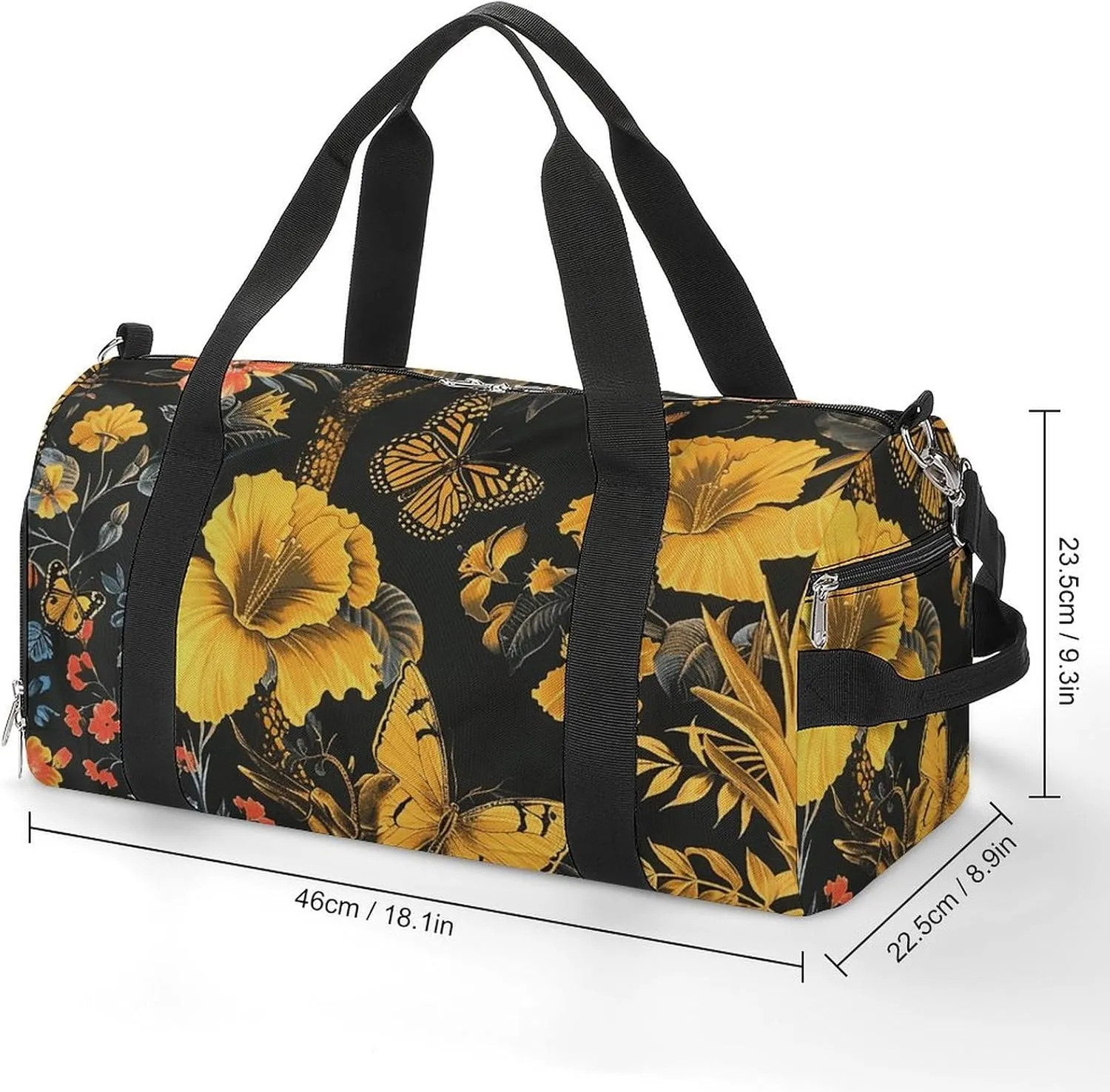 Gym Bag Animals And Butterflies Duffel Bag for Men Women Overnight Bag with Shoe Compartment Workout Bags