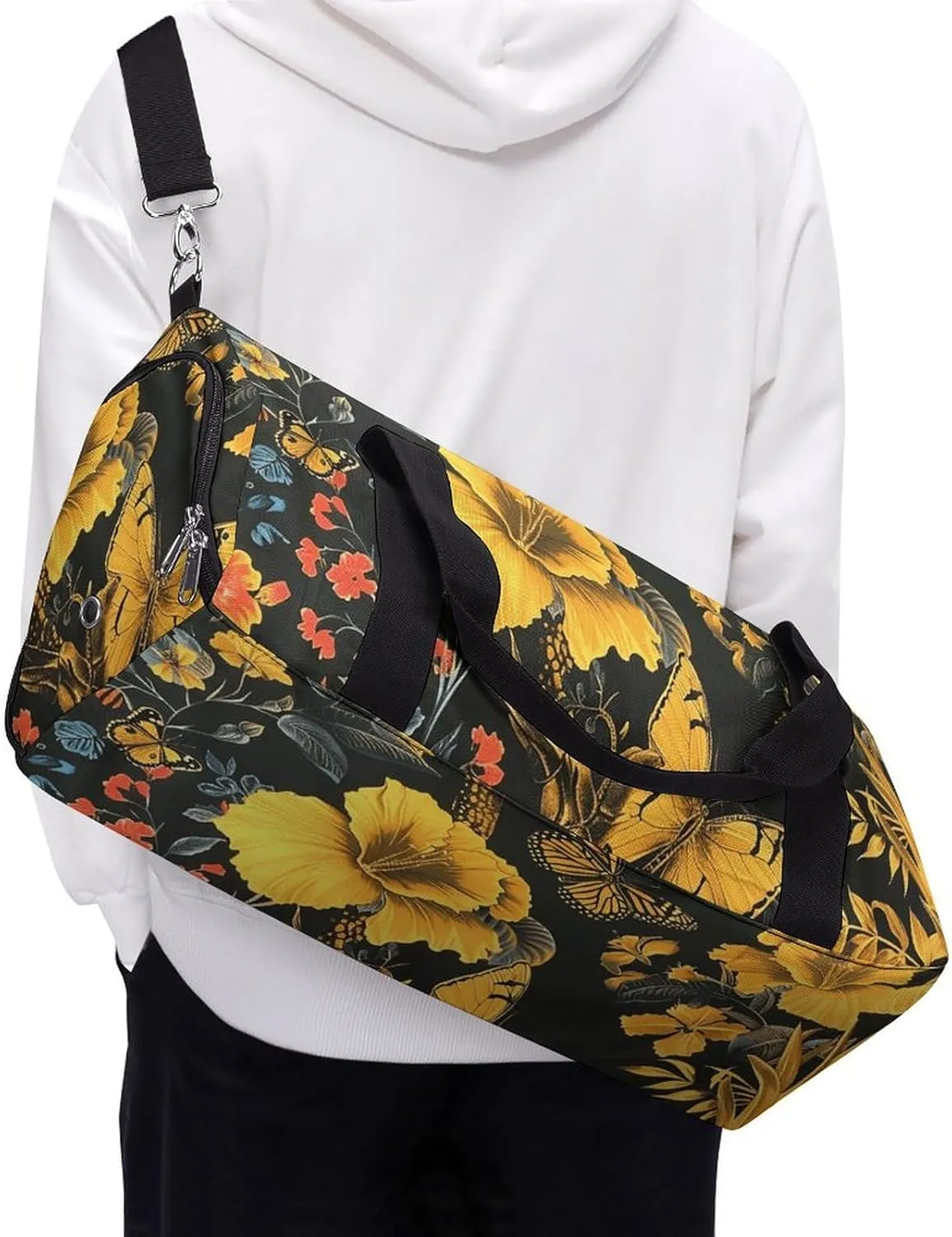 Gym Bag Animals And Butterflies Duffel Bag for Men Women Overnight Bag with Shoe Compartment Workout Bags