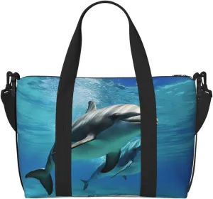 Gym Bag Marine dolphin Duffel Bag for Men Women Travel Overnight Bag with Shoe Compartment Workout Bags