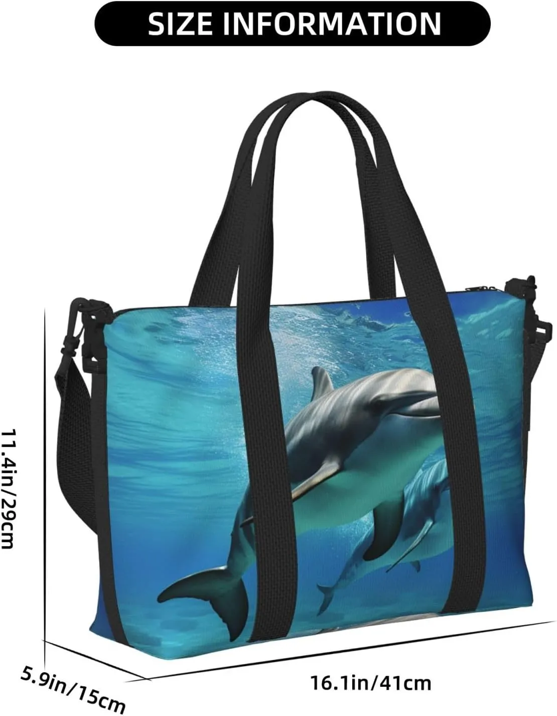 Gym Bag Marine dolphin Duffel Bag for Men Women Travel Overnight Bag with Shoe Compartment Workout Bags