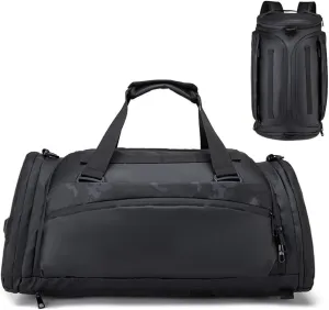 Gym Bags for Men & Women Waterproof Sports Workout Duffle Bag for Travel Lightweight Weekender Overnight Bag with Shoe Compartment & Wet Pockets （Black-M）
