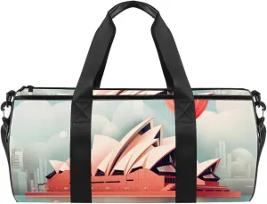 Gym Bags for Men,Travel Duffel Bags for Women,Australia Building Cartoon House,Workout Bag