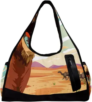 Gym Bags for Women,Duffle Bag for Travel,Cartoon Funny Camel Desert,Gym Bag for Men
