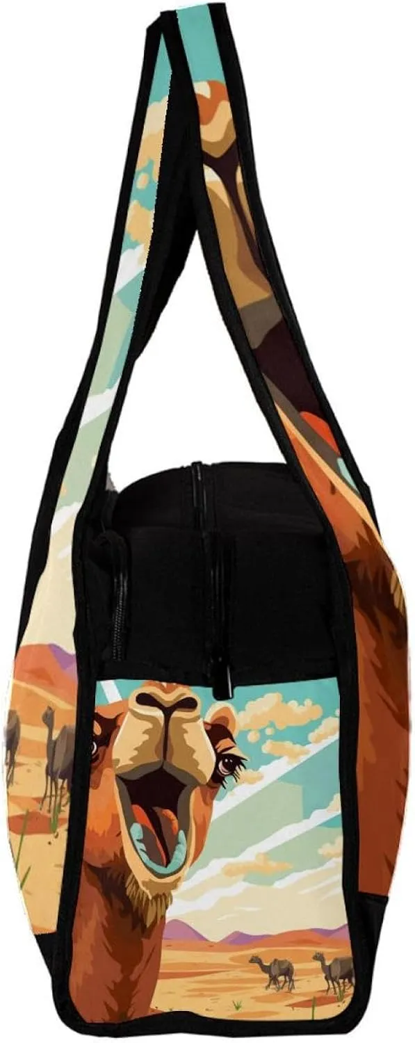 Gym Bags for Women,Duffle Bag for Travel,Cartoon Funny Camel Desert,Gym Bag for Men