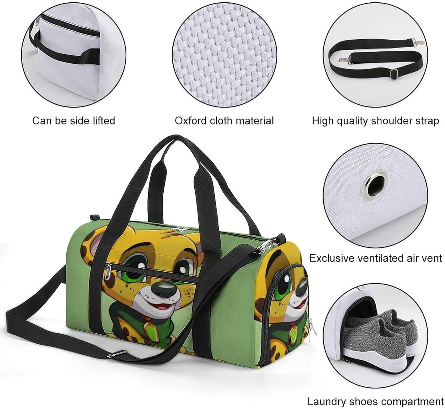 Gym Bags Small Cheetah Sitting Duffel Bag Overnight Bag with Shoe Compartment Carryon Bag for Men Women