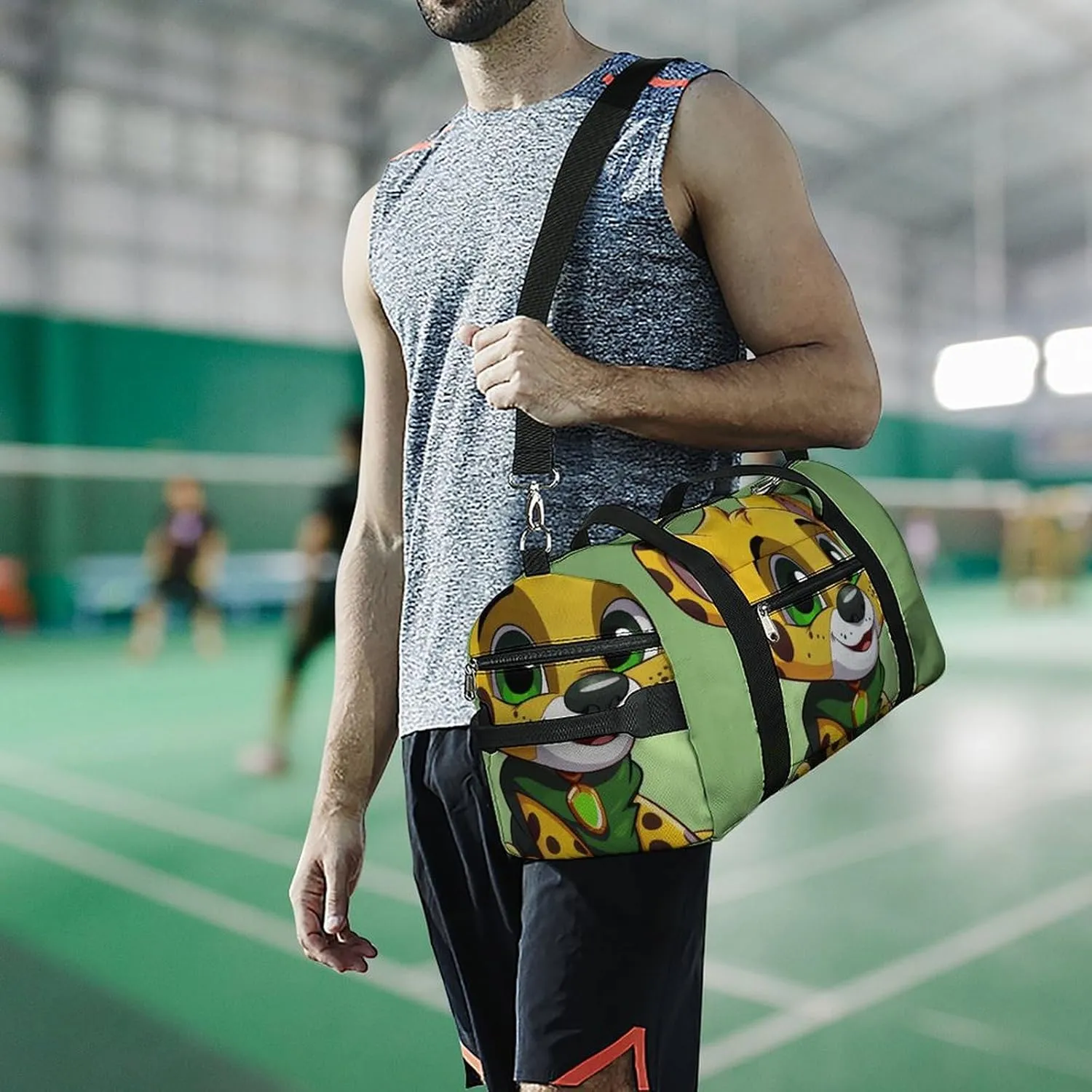 Gym Bags Small Cheetah Sitting Duffel Bag Overnight Bag with Shoe Compartment Carryon Bag for Men Women