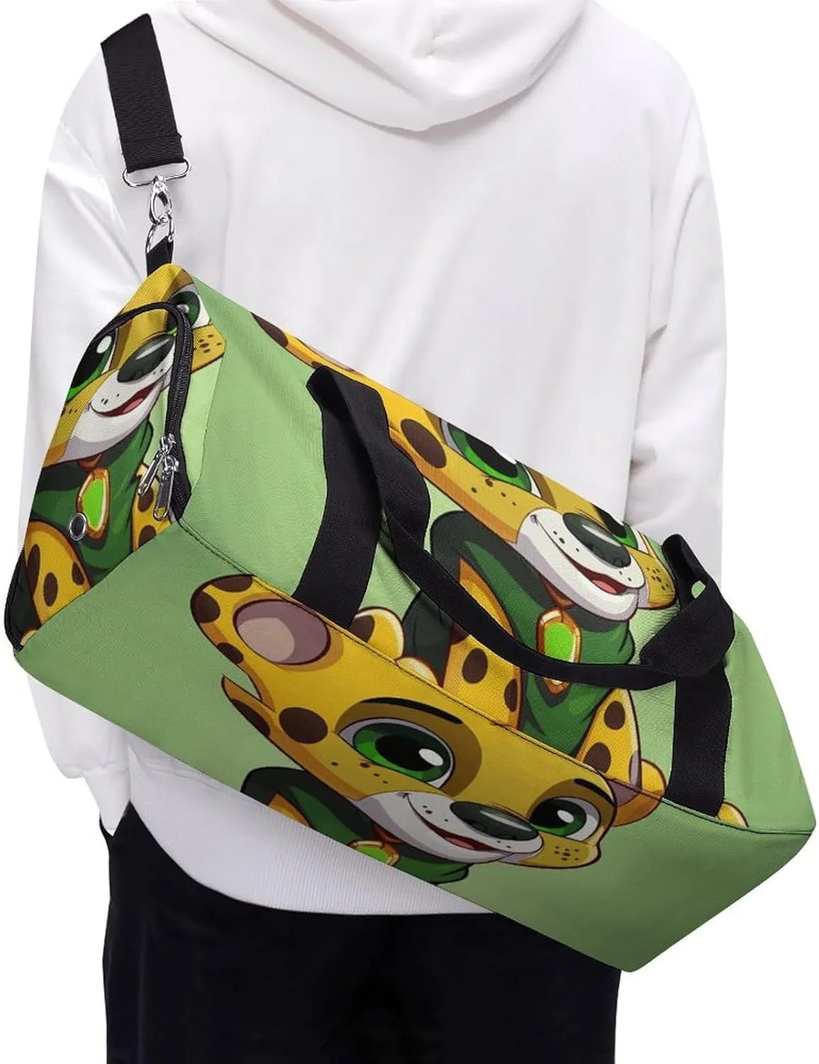Gym Bags Small Cheetah Sitting Duffel Bag Overnight Bag with Shoe Compartment Carryon Bag for Men Women