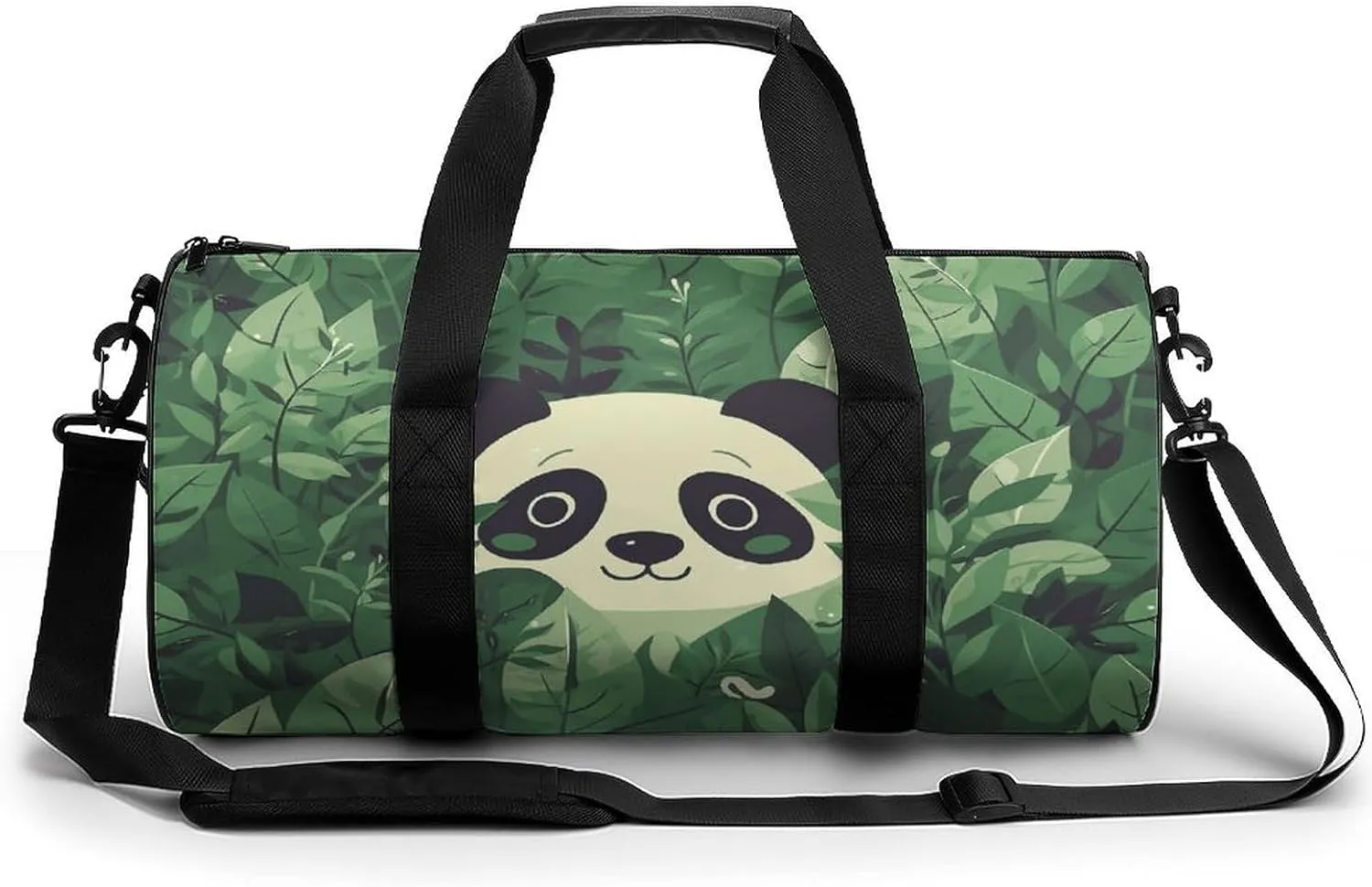 Gym Bags Small Green Leaves Panda Pattern Duffel Bag Overnight Bag with Shoe Compartment Carryon Bag for Men Women