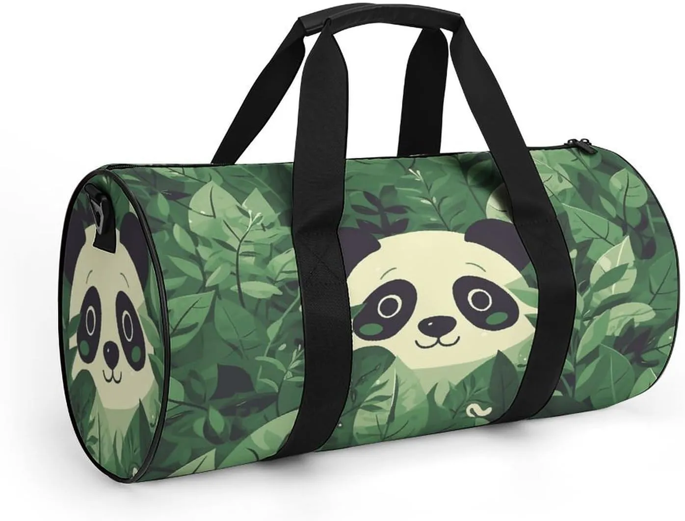 Gym Bags Small Green Leaves Panda Pattern Duffel Bag Overnight Bag with Shoe Compartment Carryon Bag for Men Women