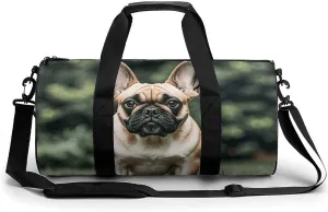 Gym Bags Small Long Ears French Bulldog Duffel Bag Overnight Bag with Shoe Compartment Carryon Bag for Men Women