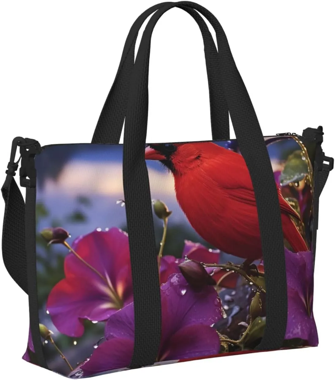 Gym Bags Small Purple Morning Glory Duffel Bag Overnight Bag with Shoe Compartment Carryon Bag for Men Women