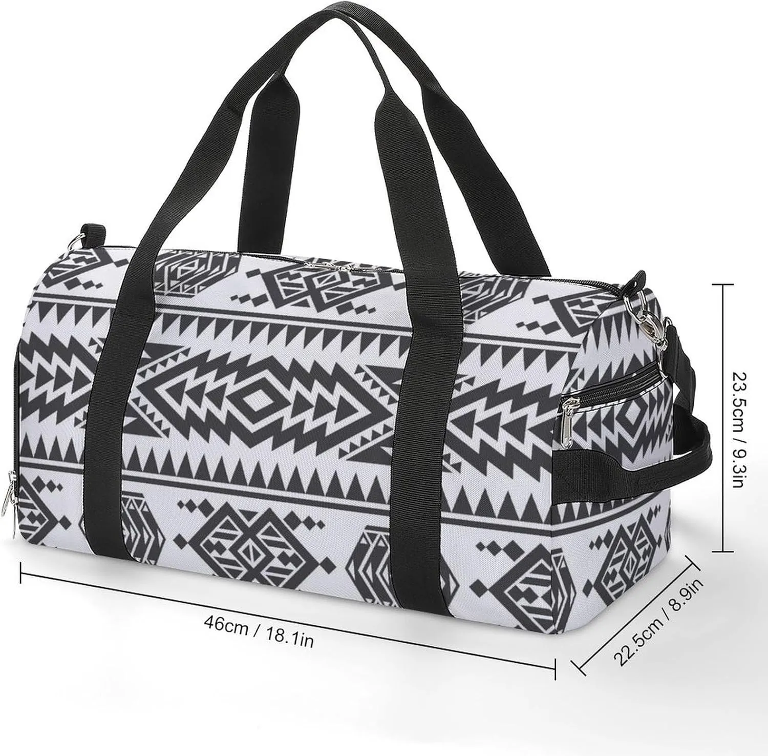 Gym Duffel Bag with Shoe Compartment Wet Pocket, American Aztec Texture Travel Bag for Men Women