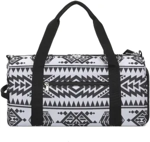 Gym Duffel Bag with Shoe Compartment Wet Pocket, American Aztec Texture Travel Bag for Men Women
